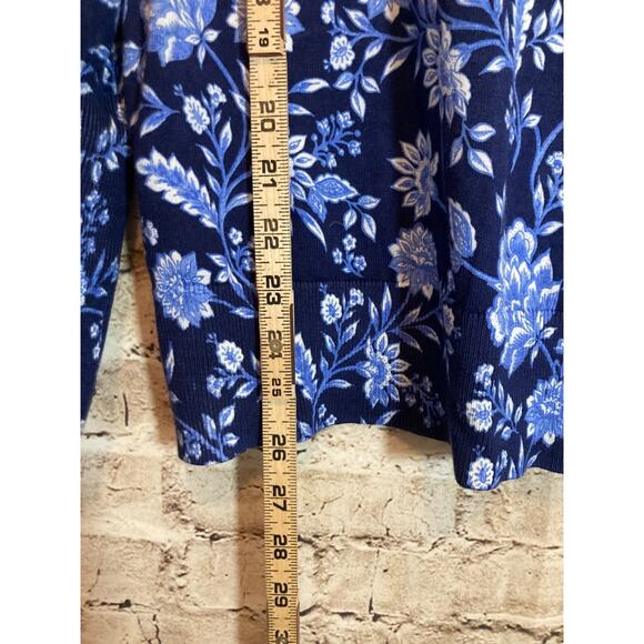 Talbots Sweater Womens 1X Navy Blue Floral Lightweight Pullover Plus Stretch - Picture 9 of 14